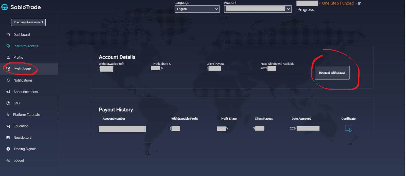 How to Withdraw from SabioTrade